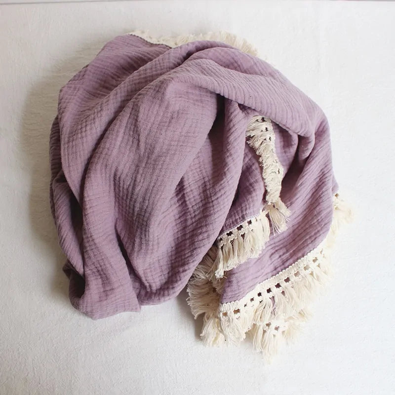 Organic Cotton  Baby Tassel Blankets